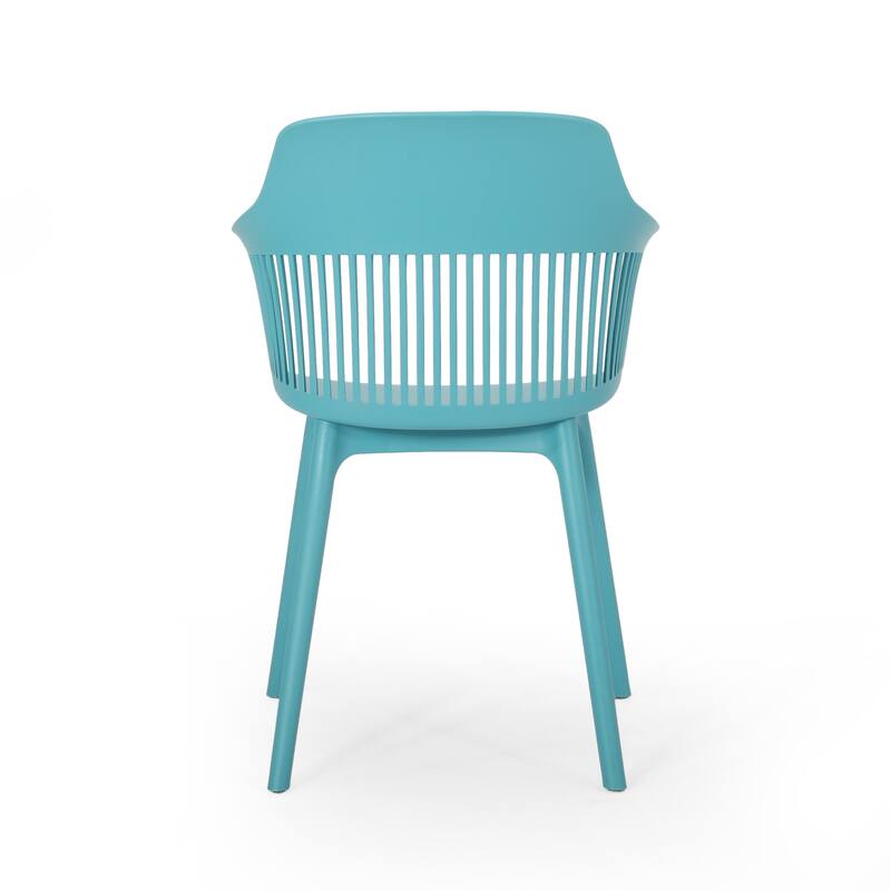 Roomfitters Modern Outdoor Dining Chair, Durable Plastic Patio Seating with Ventilated Backrest for Indoor or Garden Use, Teal