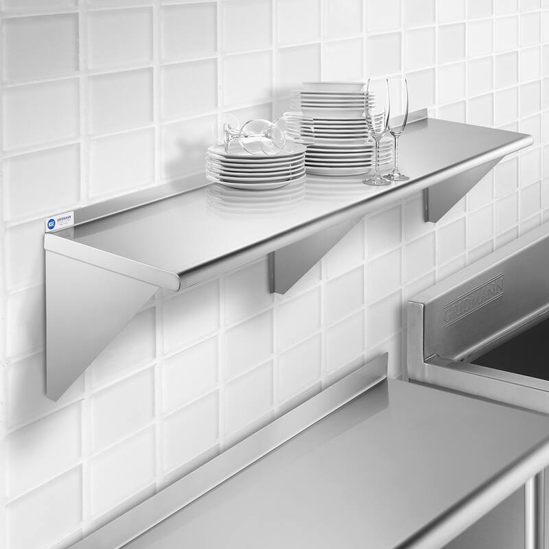 72 x 18in NSF Stainless Steel WallMount Shelf - 18" x 72"