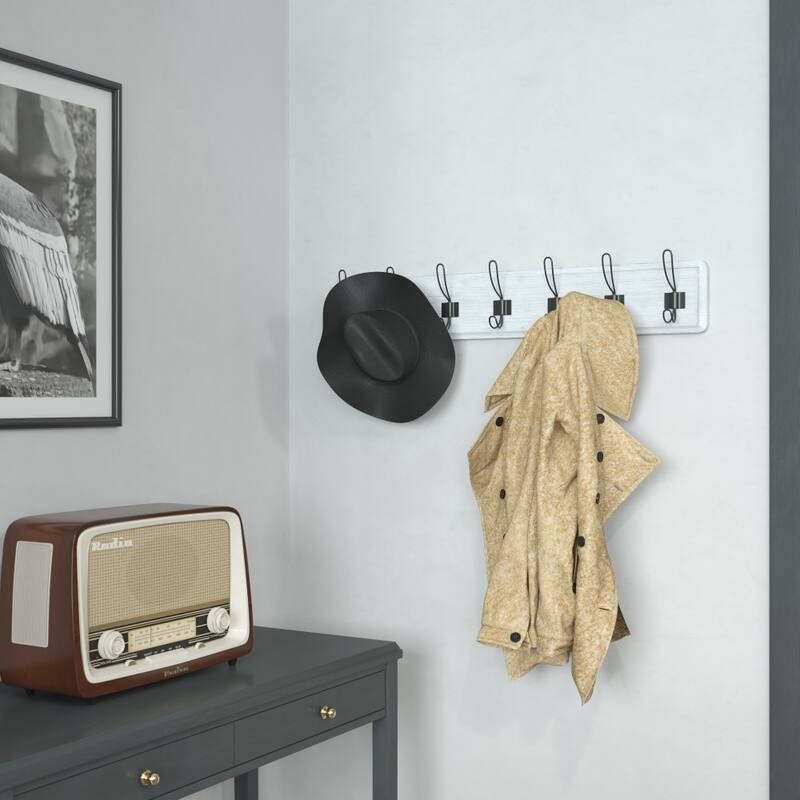 Wall Mounted Storage Rack with 7 Hooks