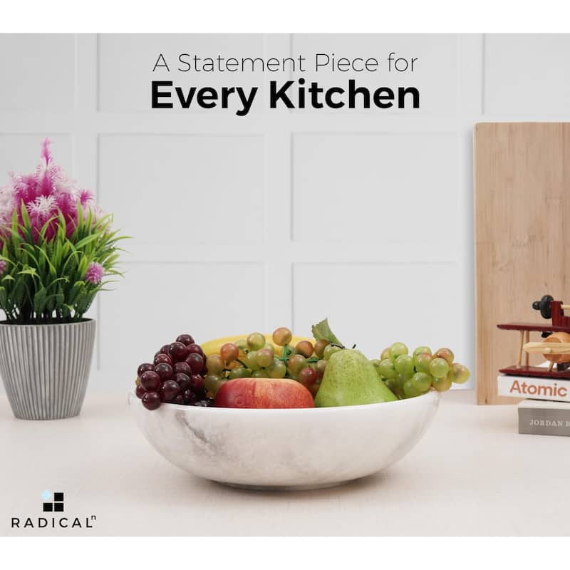 Marble Fruit Bowl 10'Handmade Fruit and Vegetable Holder - Decorative Bowl For Kitchen Counter Décor