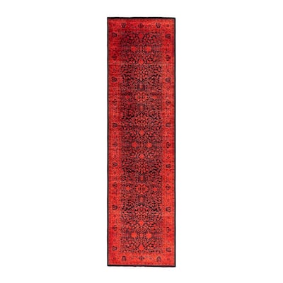 Contemporary Overdyed Wool Hand Knotted Runner - 3' 0" x 11' 1"