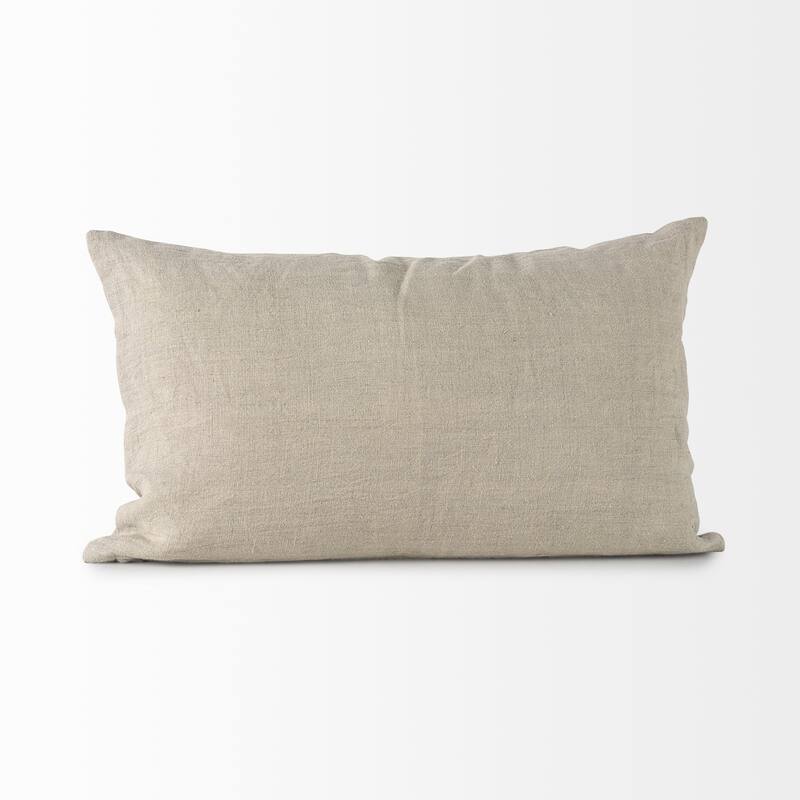 Canvas Beige and White Accent Pillow Cover