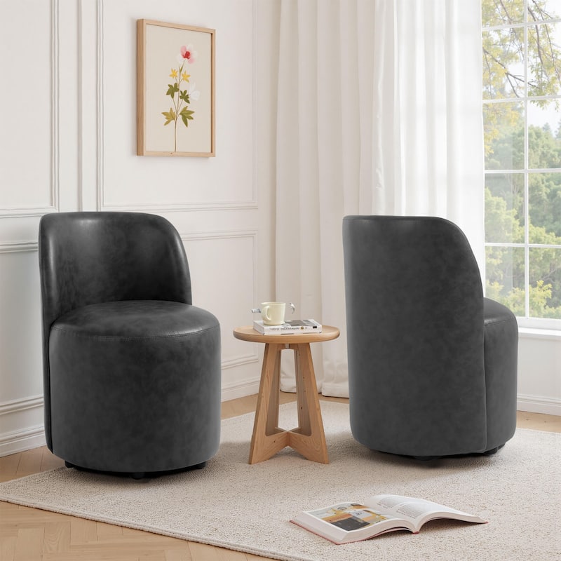 Lumibee 21" W Upholstered Side Dining Chair Set of 2 - Black-Vegan Leather