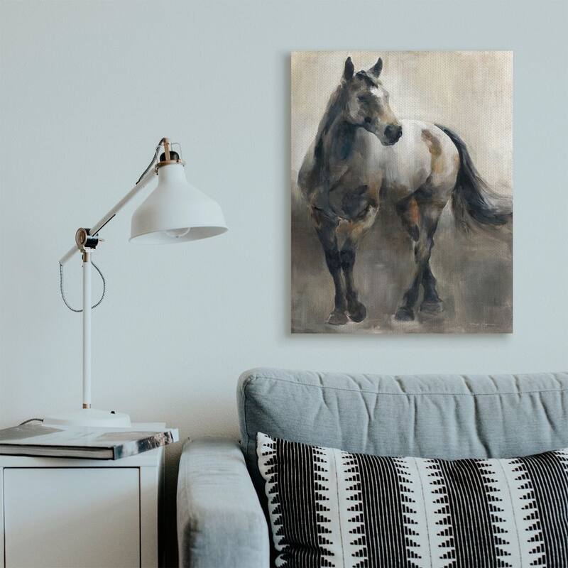 Stupell Abstract Wild Horse Stance Brown Black Painting Canvas Wall Art
