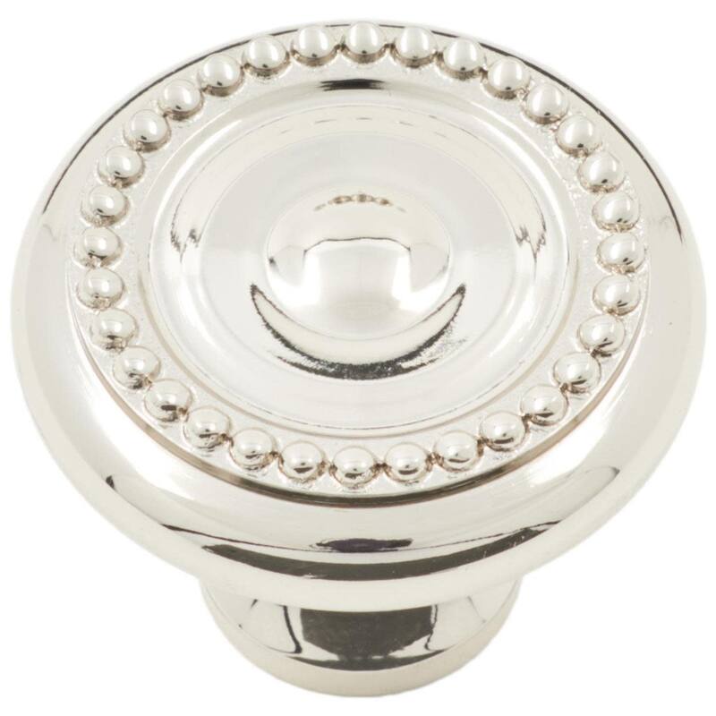 RK International CK 2222 Beaded 1-1/4" Round Solid Metal Traditional - Polished Nickel