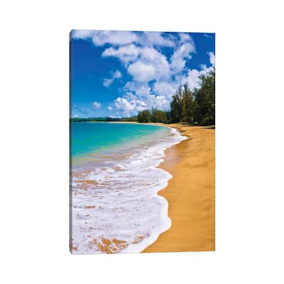 iCanvas "Empty beach and blue Pacific waters on Hanalei Bay, Island of Kauai, Hawaii, USA" by Russ Bishop Canvas Print