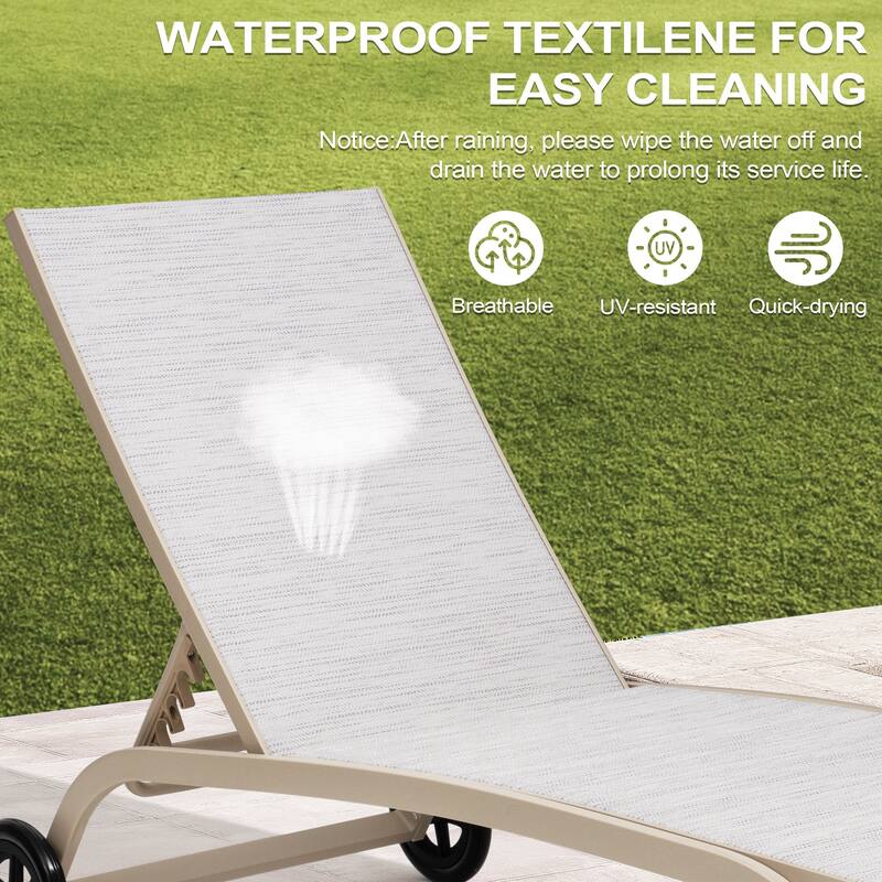 Crestlive Outdoor Adjustable Chaise Lounge Chairs with Wheels - See the Picture