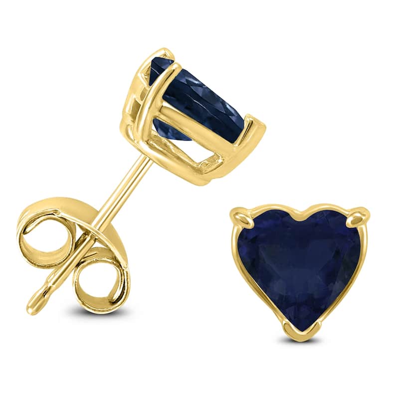 Marquee 14K Yellow Gold 5MM Heart Sapphire Earrings