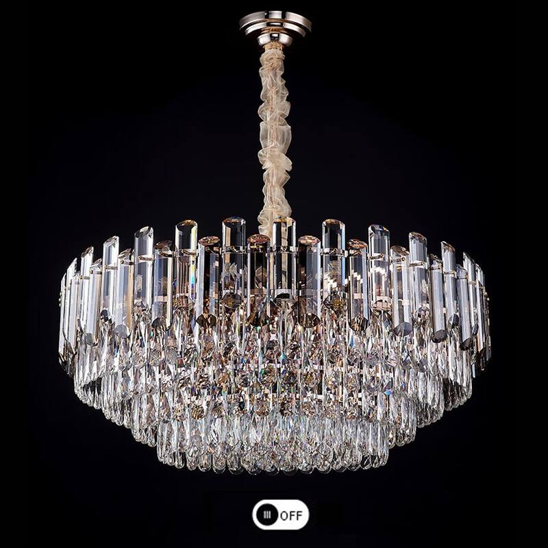 Smoked Gray/ Clear Crystal Chandelier with LED Lights