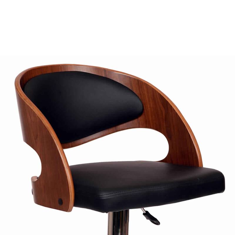 Wooden Open Back Barstool with Adjustable Pedestal Base - 35 H x 19 W x 20 L Inches