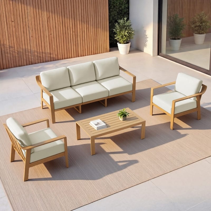 Spruce & Spring Outdoor Patio Furniture Set Aluminum Sofa Accent Chair