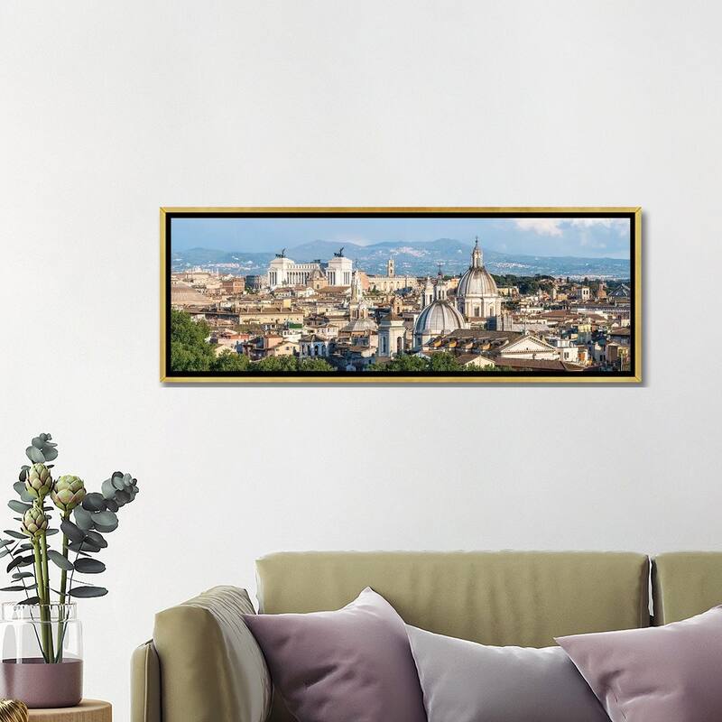 iCanvas "Rome Skyline Panorama With View Of Vatican And Victor Emmanuel II Monument" by Jan Becke Framed Canvas Print