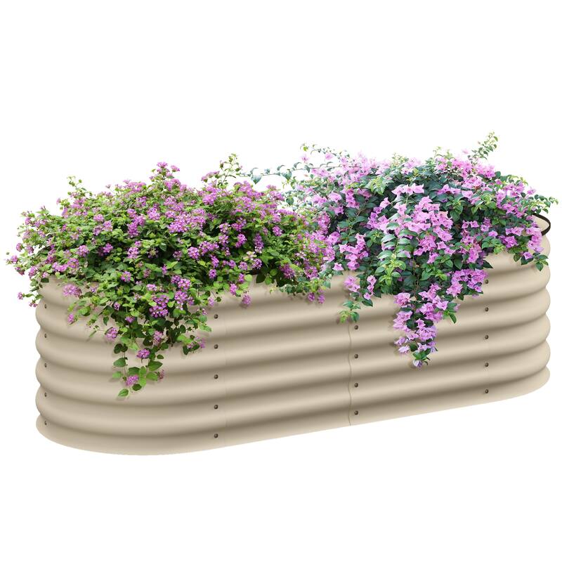 Modern Minimalist Garden Bed with Safety Edging, Easy DIY Stock Tank, for Growing Flowers Herbs Vegetables - 8' x 10'