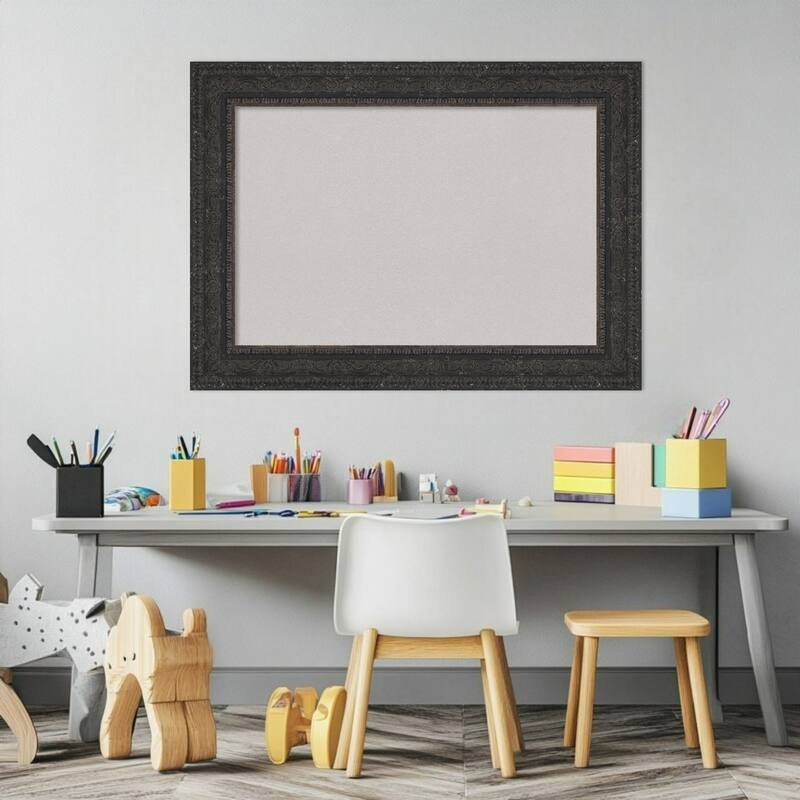 Attic Aged Black Wood Framed Cork Board - Bulletin Board, Organization Board, Pin Board