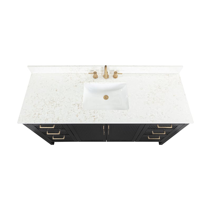 Luka Bathroom Vanity in Black Oak with Alluring Quartz Top