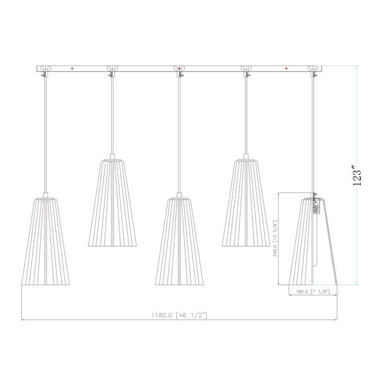 Farrell 5 Light Linear Chandelier in Brushed Nickel