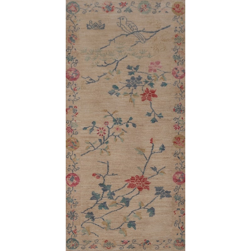 Hand Knotted Oriental 100% Wool Carpet Traditional All-Over Beige & Ivories Art Deco Area Rug - 6' 5'' X 2' 10''