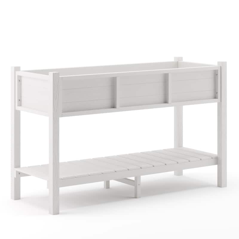 Plastic Raised Garden Bed with Legs Elevated Planter Box for Backyard, Patio, or Balcony - 46.5"L x 17.7"W x 28.7"H