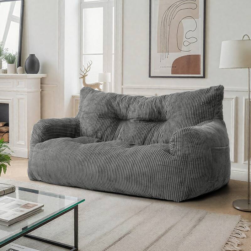 Pamapic Bean Bag Chair, Double Seater Corduroy Lazy Sofa