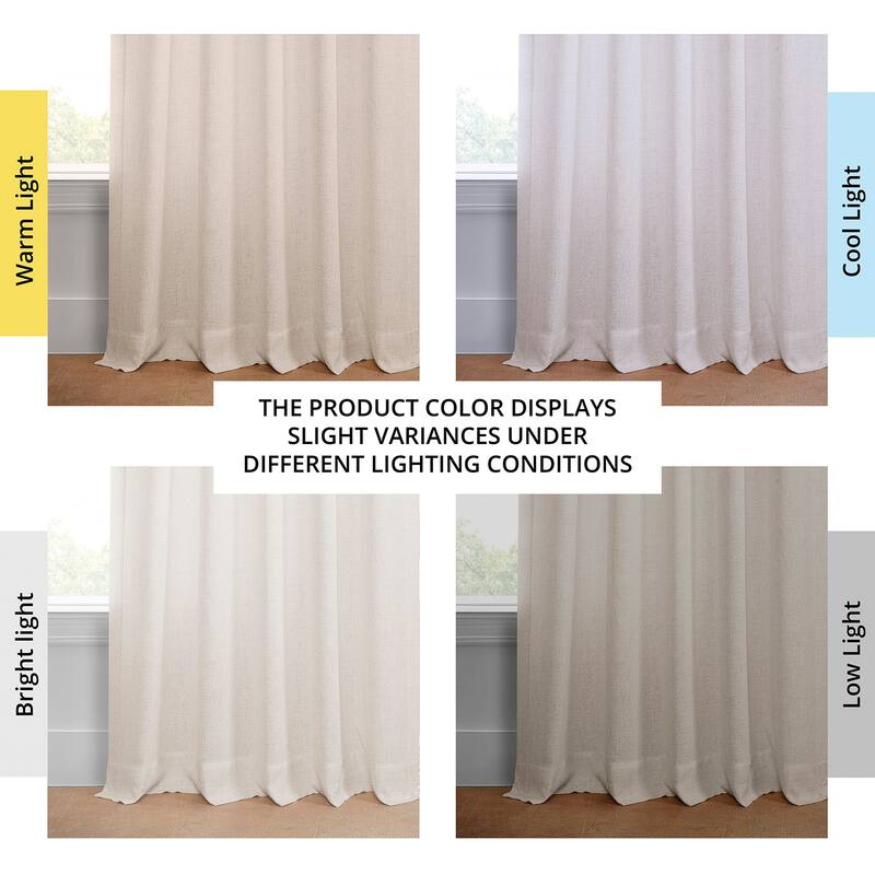Exclusive Fabrics Farm Town Textured Faux Linen Semi Sheer Curtains (2 Panel) Window Curtains