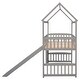preview thumbnail 7 of 7, Twin Size Loft Bed with Slide, House-shaped Bed with Ladder, Pine Wooden Bed with Guardrails for Bedroom, Grey