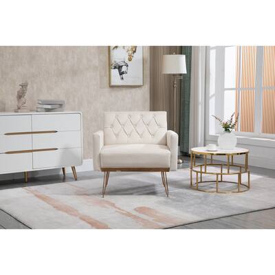 Tufted Accent Chair with Rose Golden Feet for Livingroom