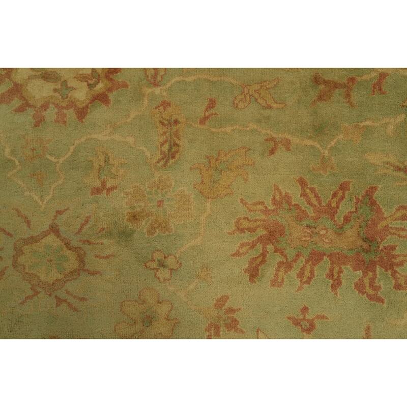 Hand Knotted Oriental 100% Wool Carpet Traditional Traditional Green Agra Area Rug - 9' 7'' X 7' 7''