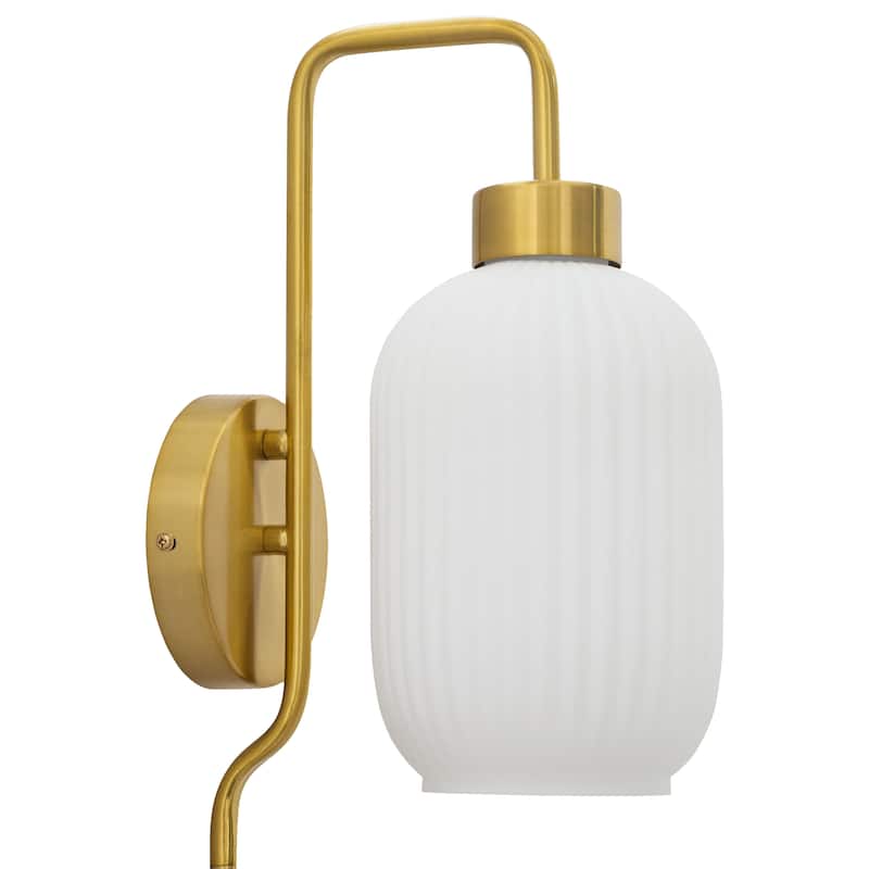Adrienne River of Goods White Glass and Metal Retro Wall Sconce