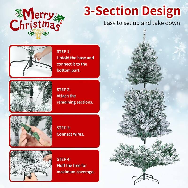6.5ft Pre-Lit Artificial Tree Christmas Tree, 8 Modes, 720 Tips