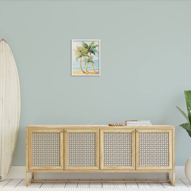 Stupell Tropical Palm Trees on Coastal Beach Sand Framed Giclee Texturized Art by Lanie Loreth