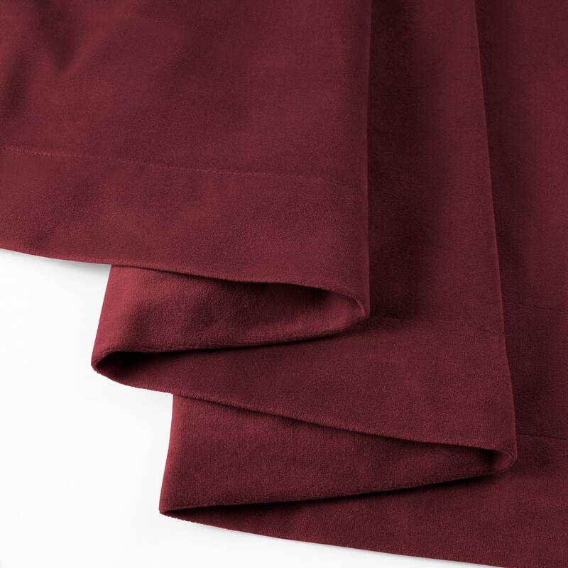 Exclusive Fabrics Signature Burgundy Velvet Blackout Curtain (1 Panel) - Luxurious Blackout Drapery for Elegant Décor
