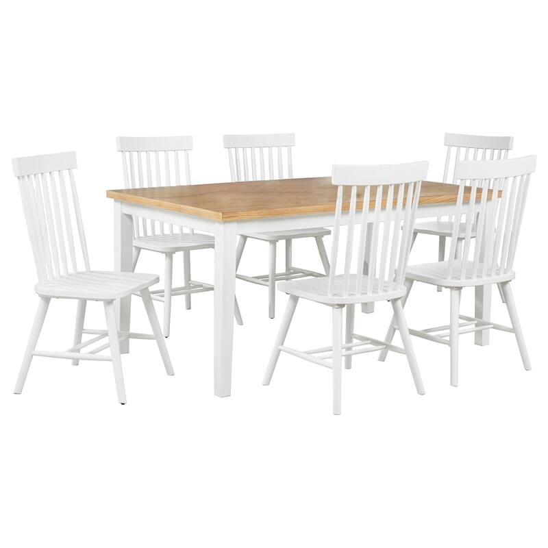 Andrews 7-piece Rectangular Dining Set - Brown/White