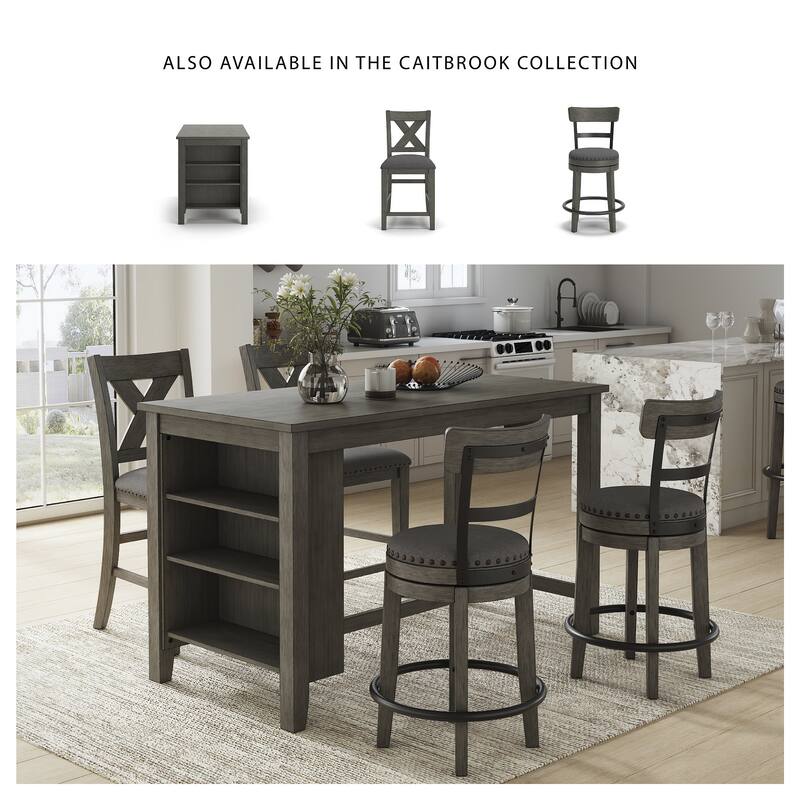 Signature Design by Ashley Caitbrook Gray Upholstered Swivel Barstool, Single