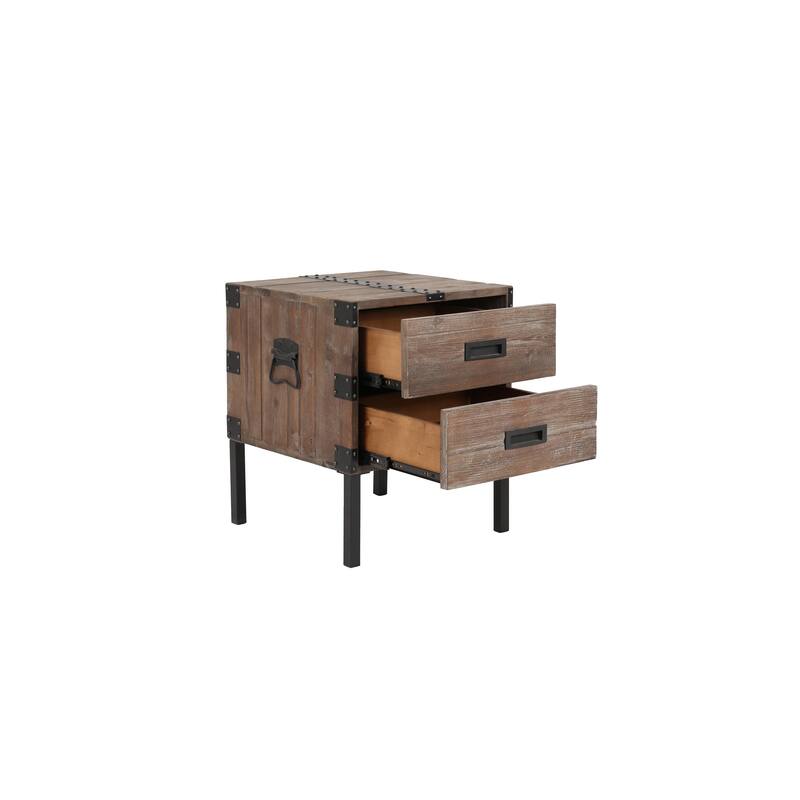 Antique Reclaimed Wood Gray Trunk and Side Table, Set of 3