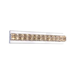 1-Light Chrome Wall Sconce With Clear Crystal Accents