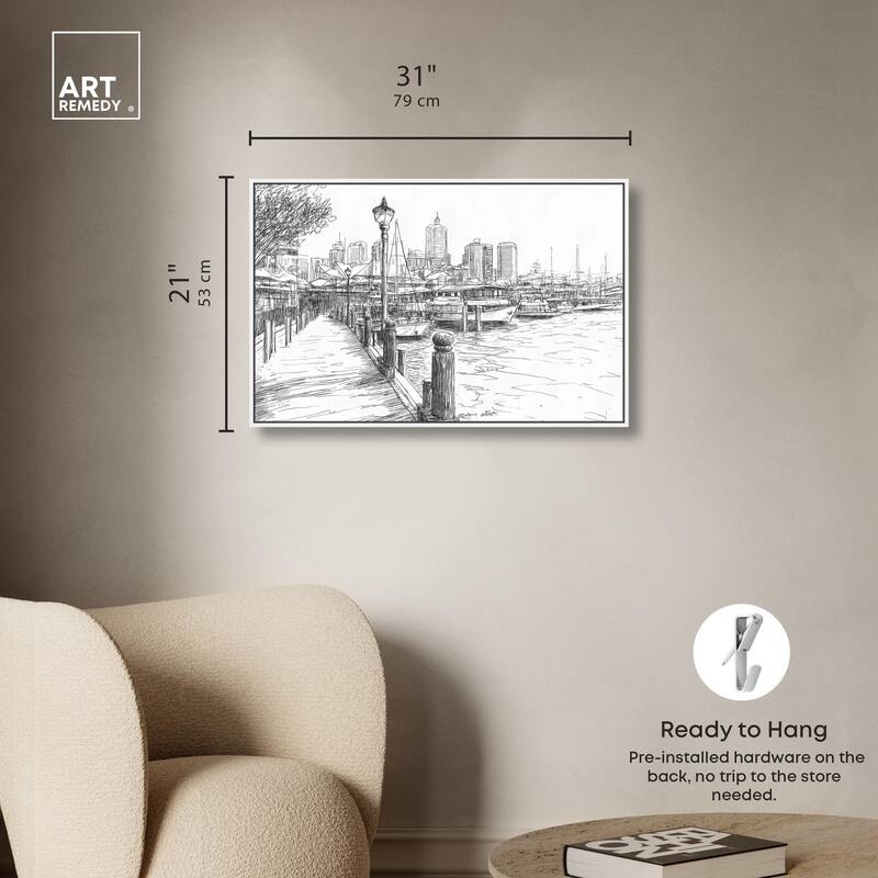 Harbour City Ink Canvas by Art Remedy