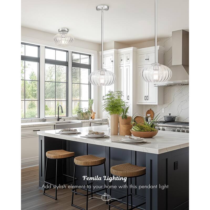 10.3" Dome Glass Flush Mount Modern Ceiling Light