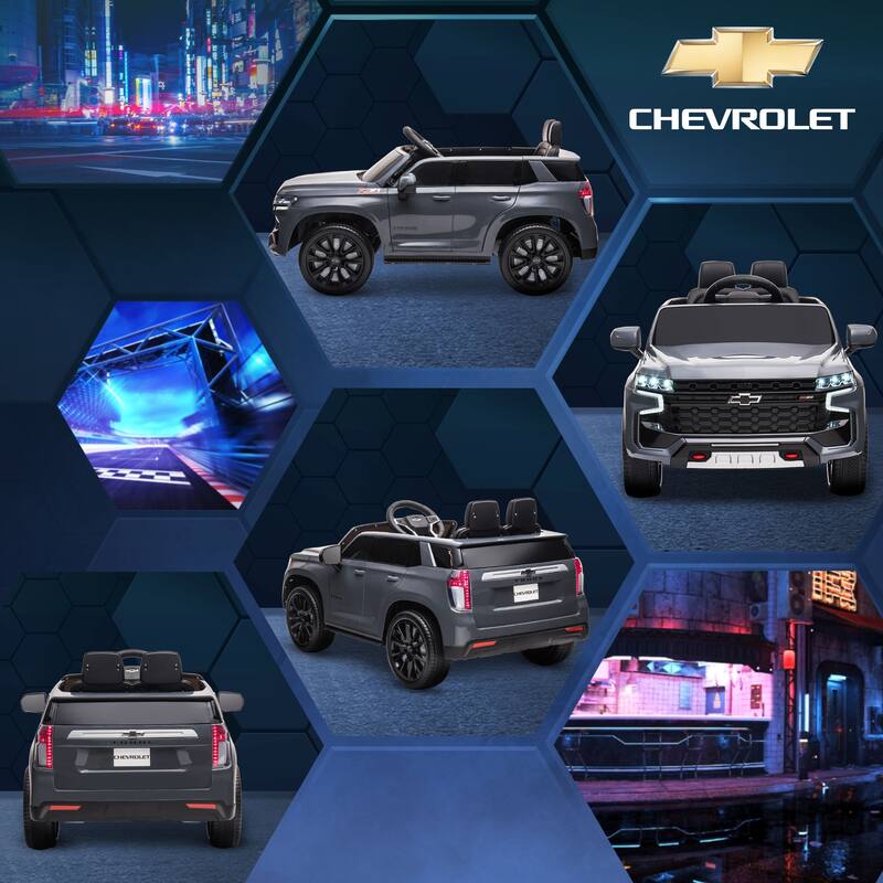 12V Chevrolet Tahoe Kids Ride-On Car - Licensed, Remote Control, Music, Lights, Horn for Boys & Girls Aged 3-6 Years