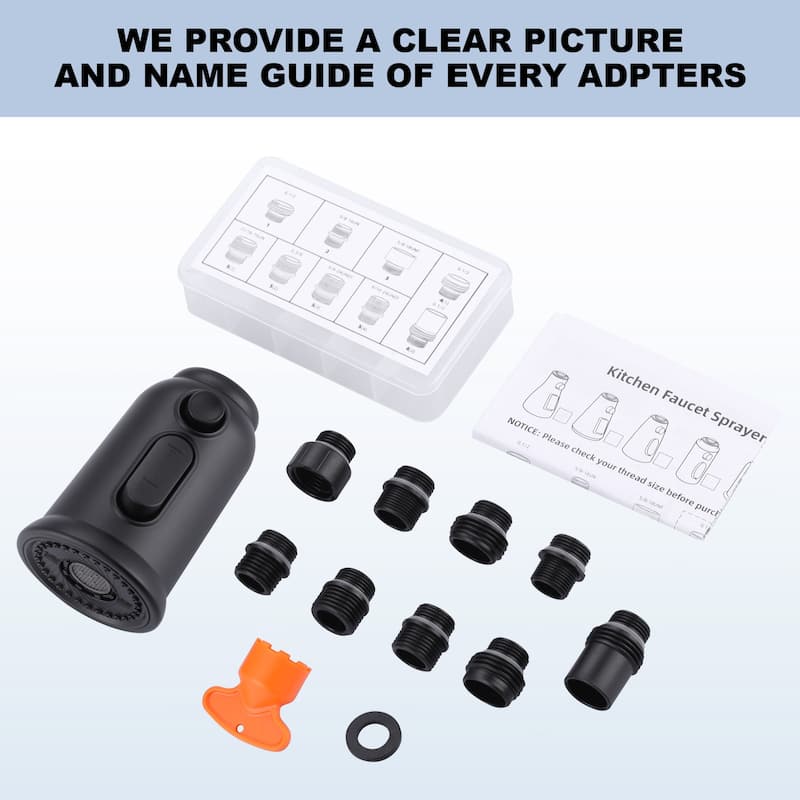 Pull Down Kitchen Faucet Head Replacement with 9 Adapter Kit