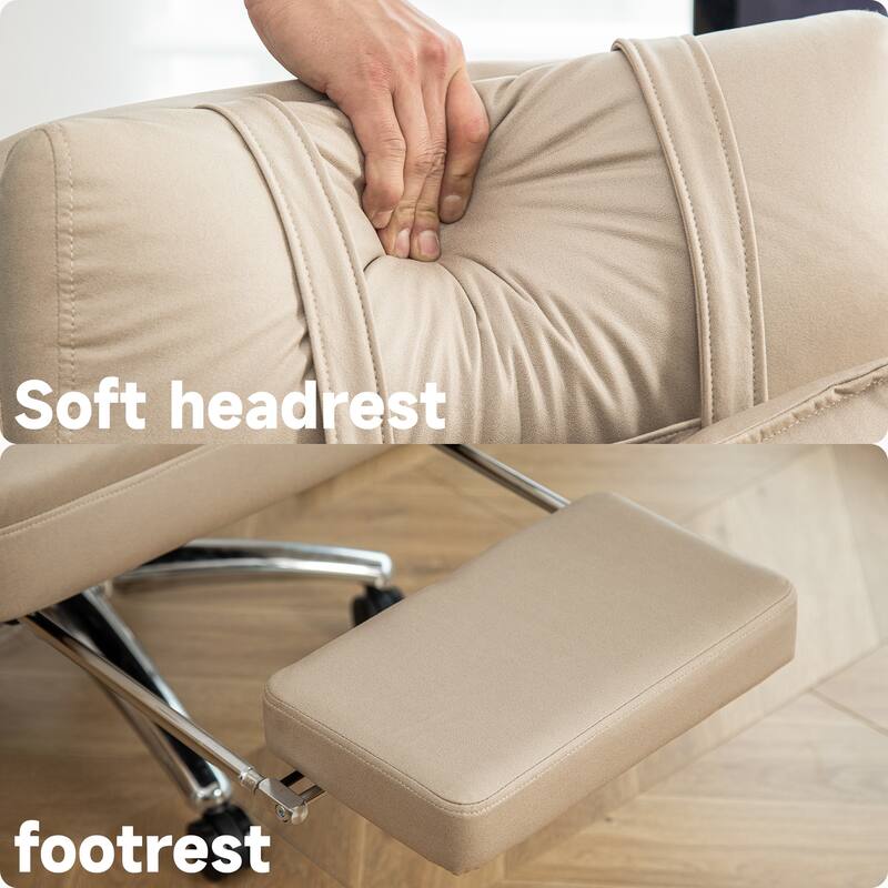 Executive Office Chair with Adjustable Recline and Footrest, High-Density Cushion, 360° Swivel