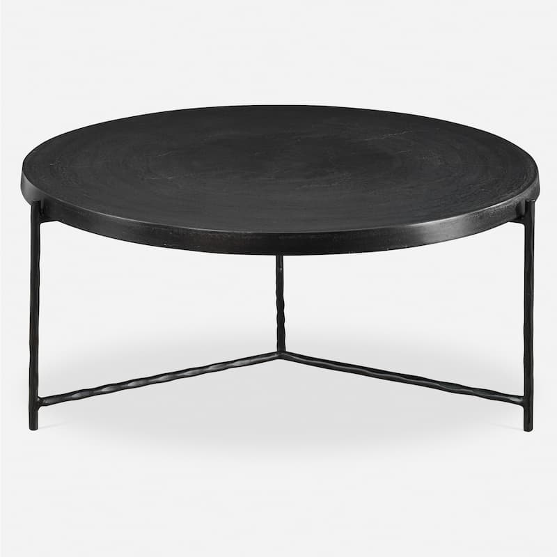 Round Aluminum Top Coffee Table - 35.75" - Black