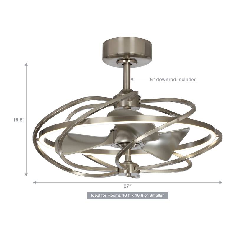 27-inch Modern Satin Nickel 3-Blade LED Ceiling Fan with Remote