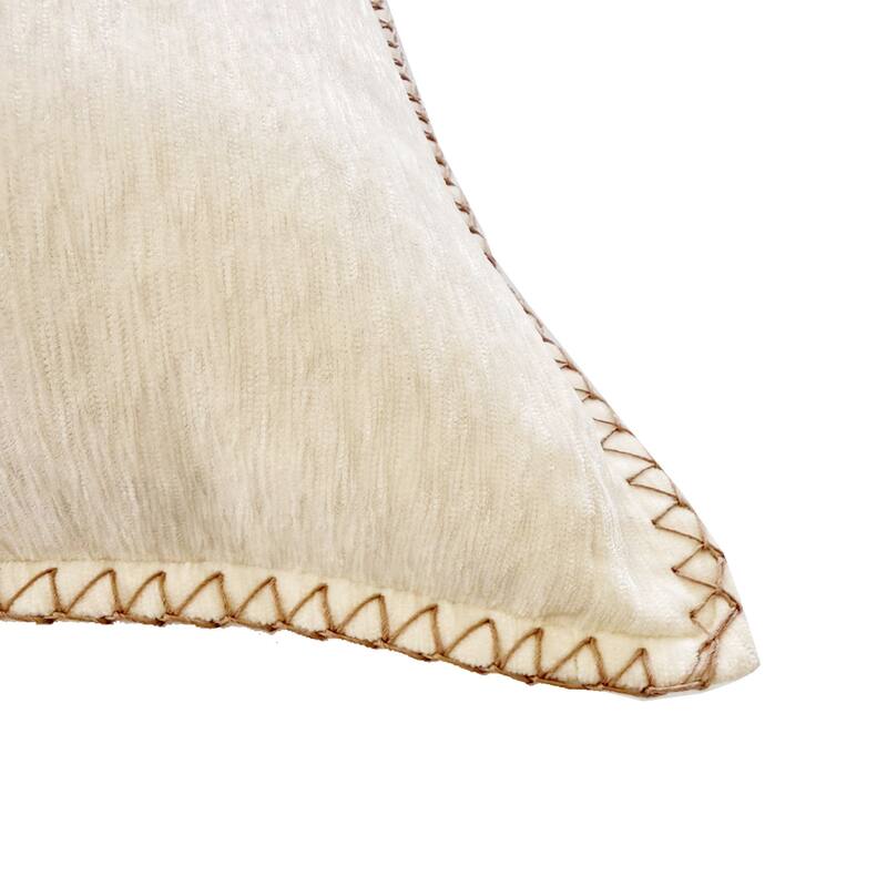 Textured Throw Pillow with Stitched Contrast Edge Set of 2