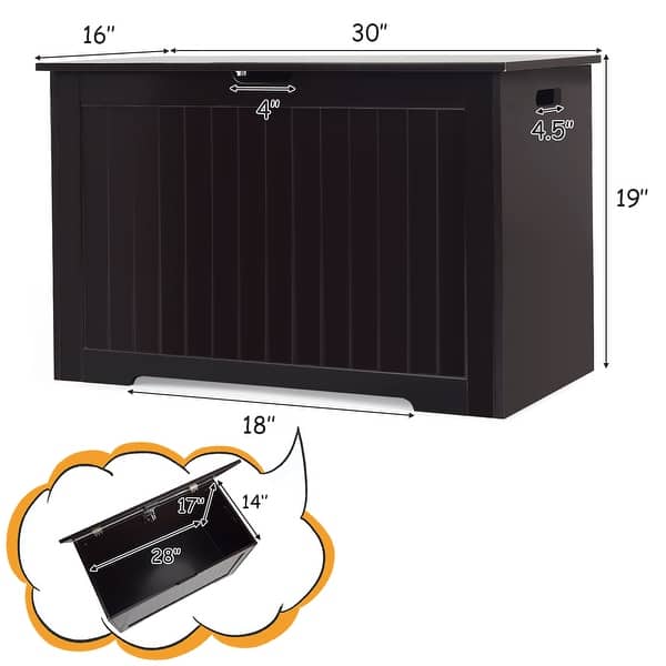 dimension image slide 1 of 2, Costway Wooden Toy Box Kids Storage Chest Bench W/ Flip-Top Lid &