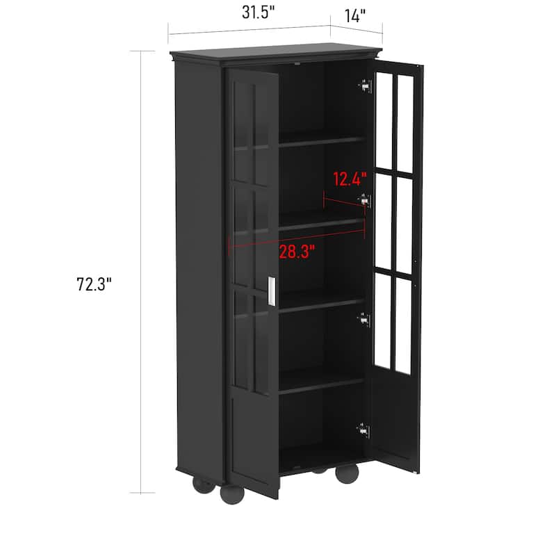 Storage Cabinet Multifunctional Storage Closet with Doors White/Black - 31.5"W x 72.3"H