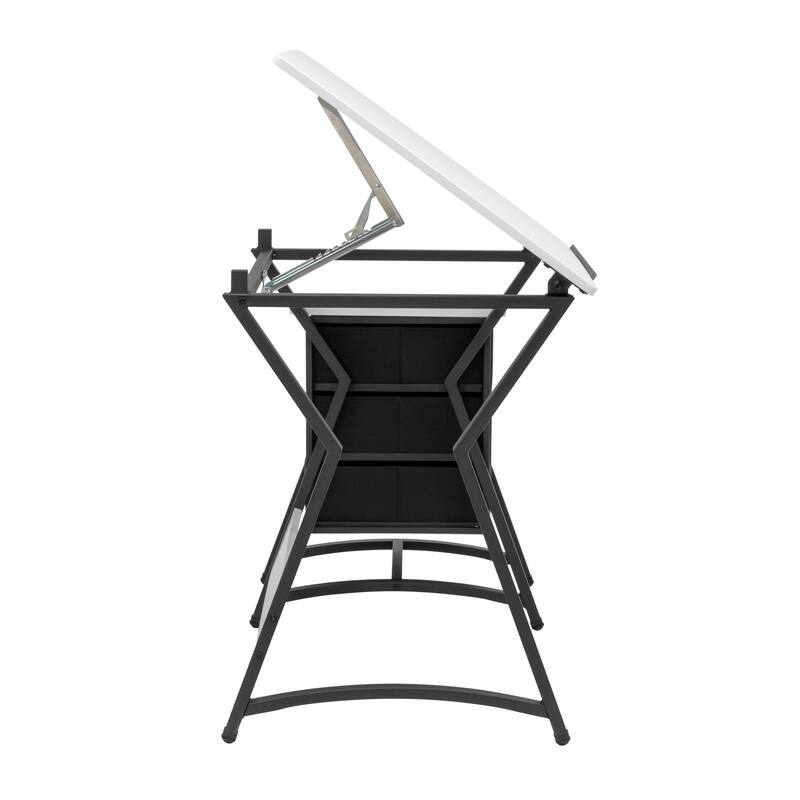 Studio Designs Hourglass Craft Center with MDF Stool, Charcoal/White