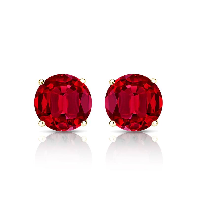 Auriya 14k Gold Lab Grown Gemstone Ruby Stud Earrings Round 0.25 to 5.00 ct. tw. 4-Prong Martini Screw-Back