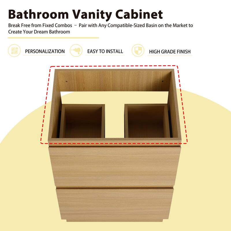 GDFStudio - Geneva Modern Wall-Mounted Bathroom Vanity Set with 2 Soft Close Drawers, Sink NOT INCLUDED