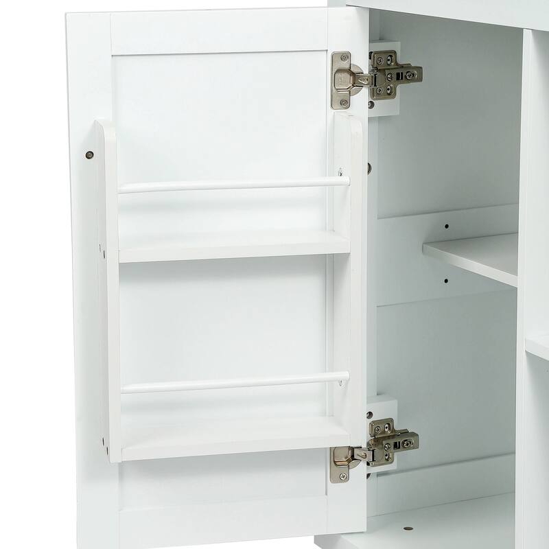 Black/Blue/White MDF Kitchen Cart Multifunctional with Storage Cabinet and 3 Drawers