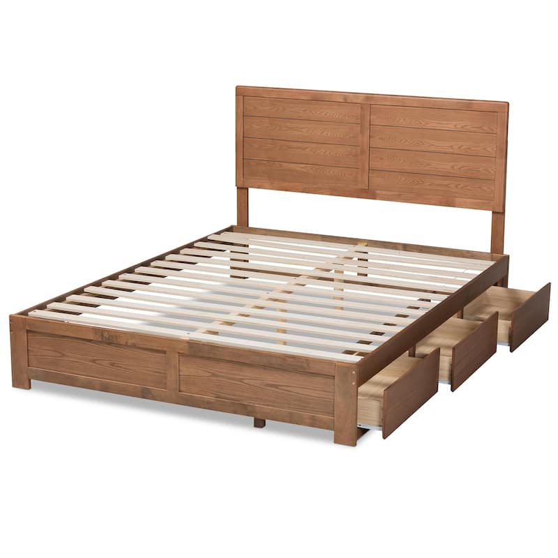 Lisa Ash-brown Finished Wood 3-drawer Platform Storage Bed